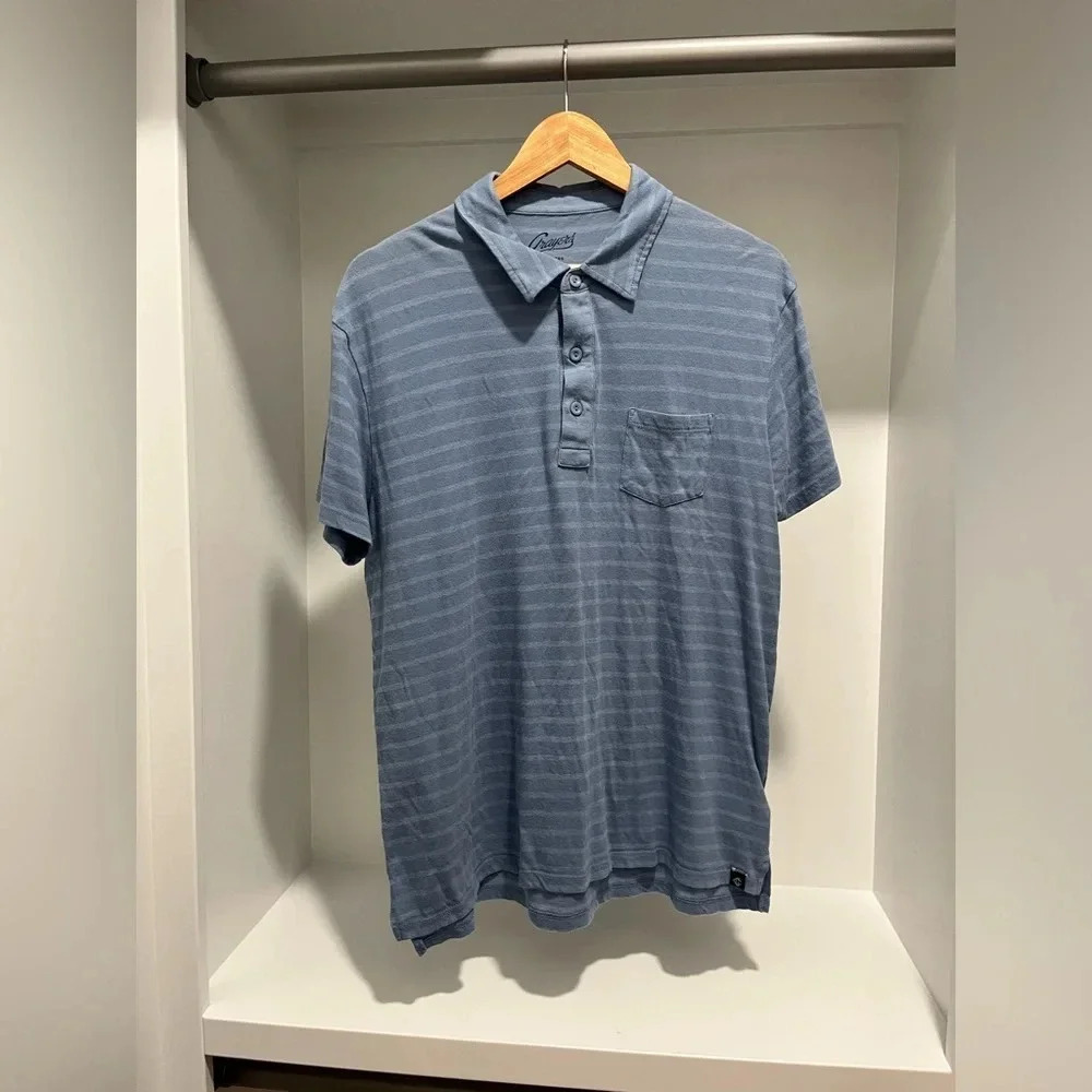 Grayers Clothiers short sleeved blue button collared polo shirt Large mens